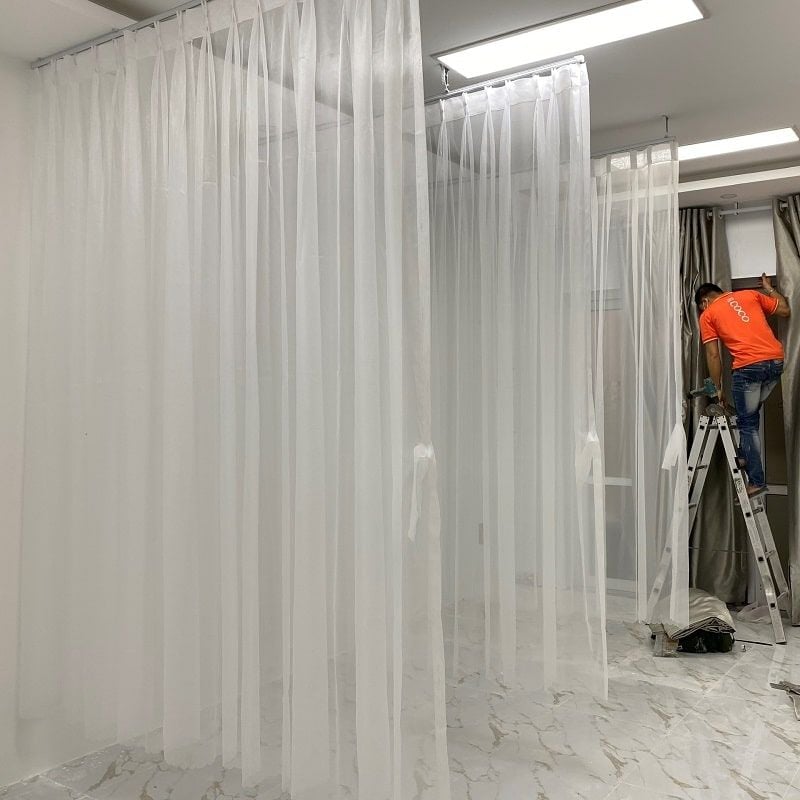 Rèm vải cửa sổ màu ghi đẹp giá rẻ – Mã DM07 – ĐANG GIẢM 30%