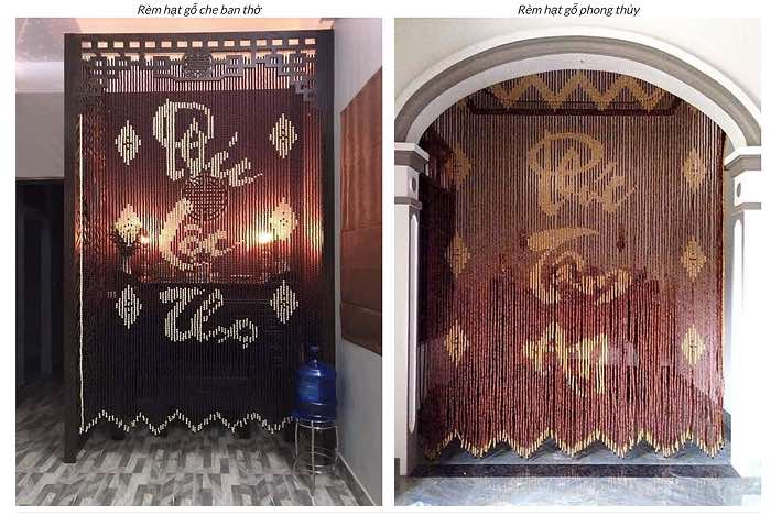 Rèm hạt gỗ che bàn thờ mã HGBM70