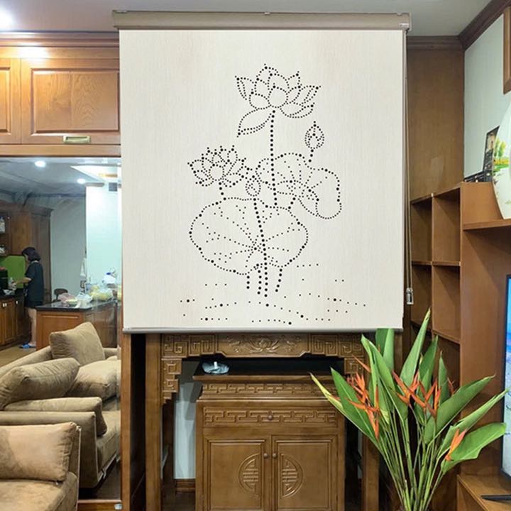 Rèm che bàn thờ khắc laser họa tiết hoa sen hãng Fivestar mã FLZ033