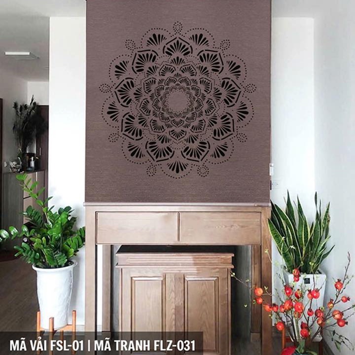 Rèm che bàn thờ khắc laser họa tiết hoa sen hãng Fivestar mã FLZ031