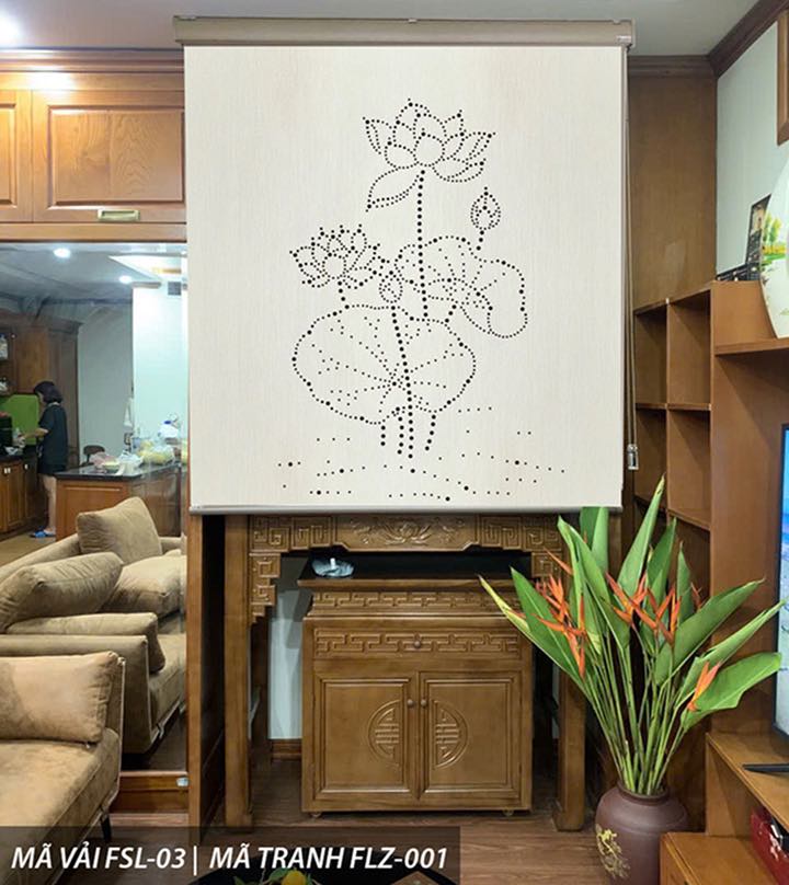 Rèm che bàn thờ khắc laser họa tiết hoa sen hãng Fivestar mã FLZ031