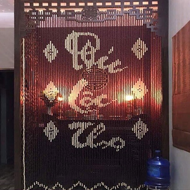 Rèm hạt gỗ che ban thờ – Mẫu phúc lộc thọ BM168