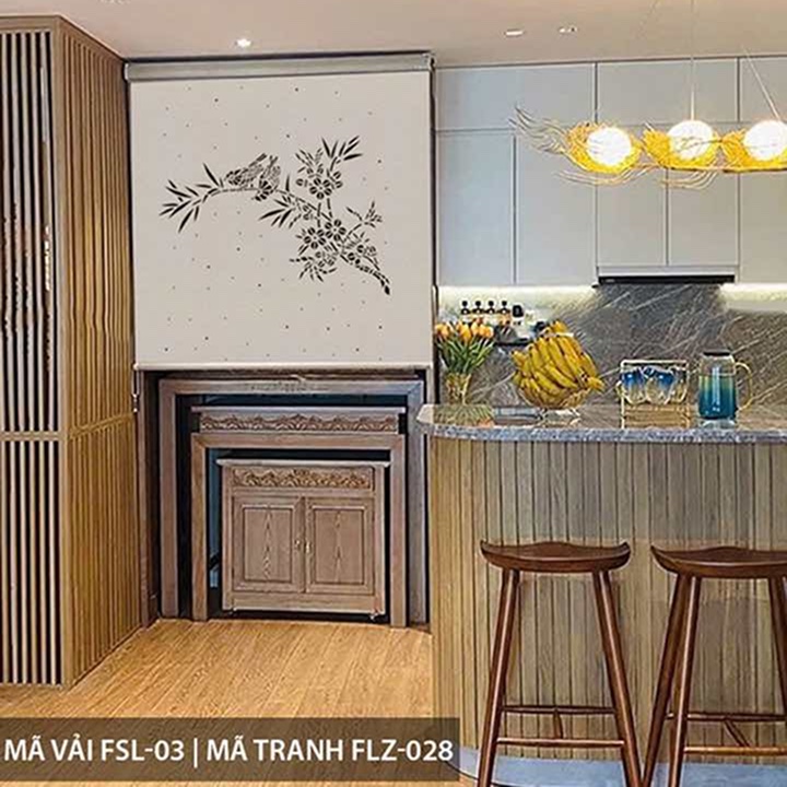 Rèm che bàn thờ khắc laser họa tiết hoa sen hãng Fivestar mã FLZ028