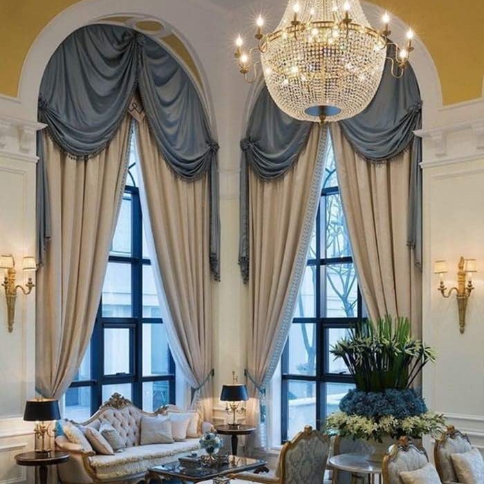 Rèm vải cao cấp cản nắng tốt cho cửa vòm