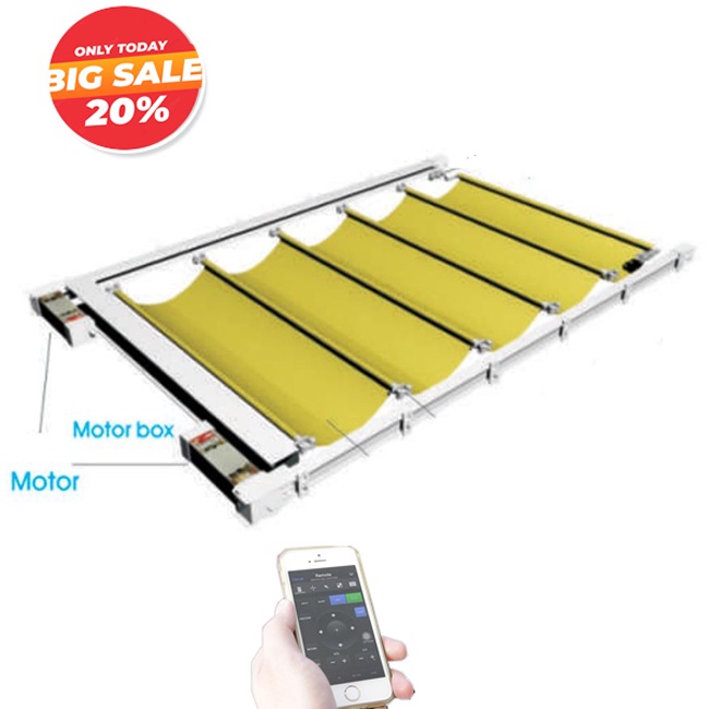 Rèm trần tự động hệ xếp lớp 2 động cơ – chính và phụ