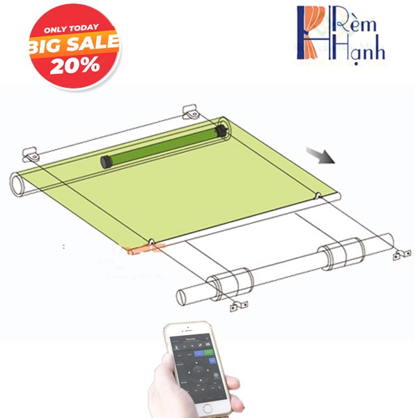 Rèm trần tự động hệ cuốn tấm phẳng