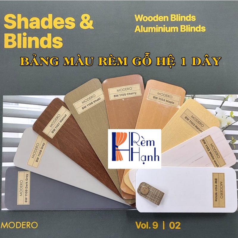 Mẫu rèm nhựa giả vân gỗ hệ 1 dây hãng Modero