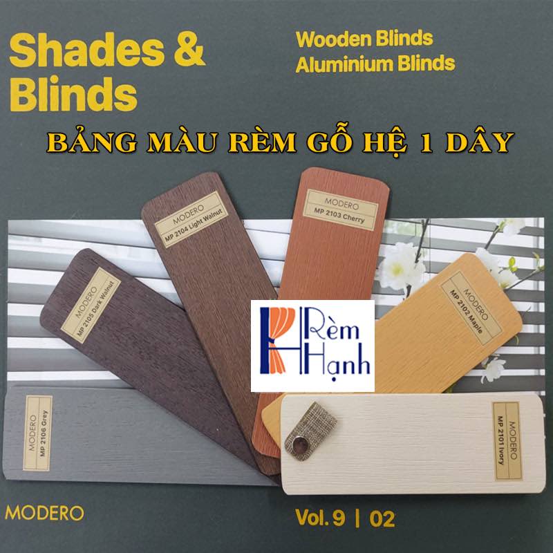 Mẫu rèm nhựa giả vân gỗ hệ 1 dây hãng Modero