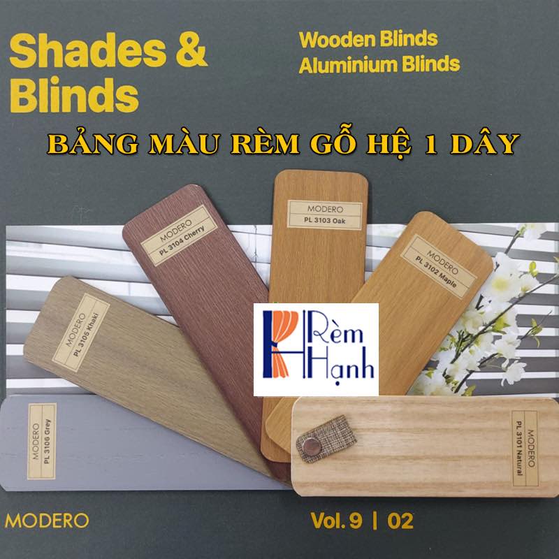 Mẫu rèm nhựa giả vân gỗ hệ 1 dây hãng Modero