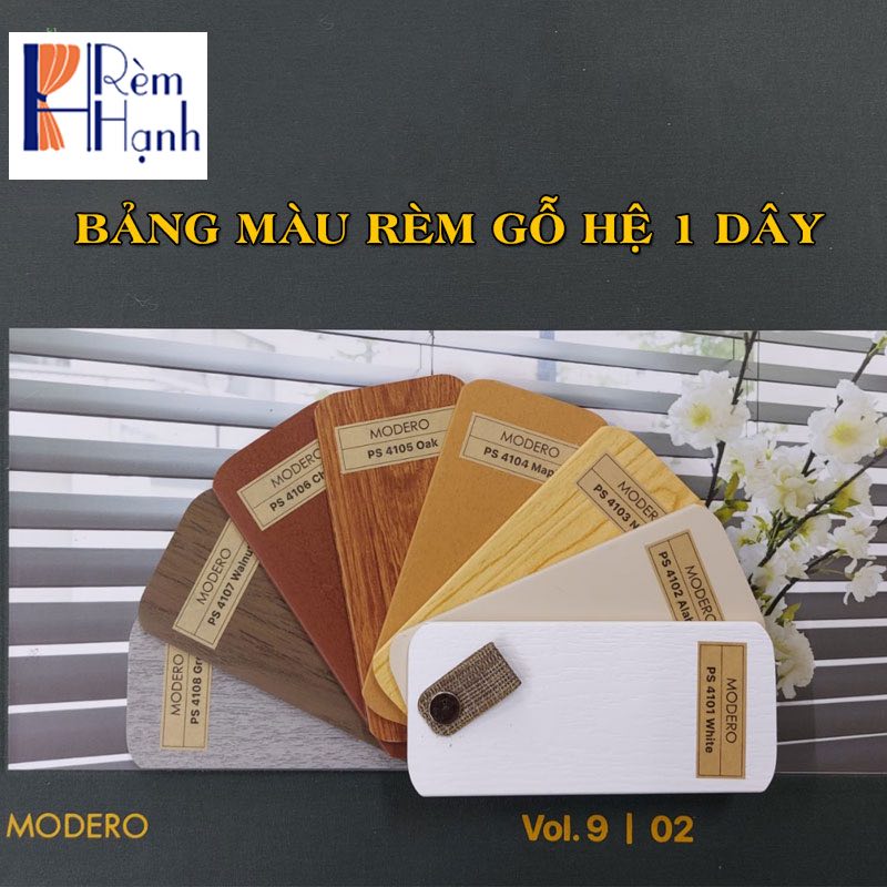 Mẫu rèm nhựa giả vân gỗ hệ 1 dây hãng Modero