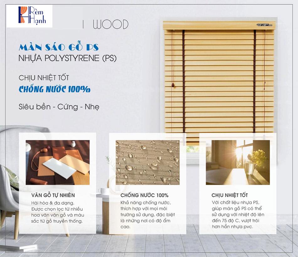 Rèm nhựa giả gỗ hãng Sankaku đẹp giá rẻ cản nắng tốt