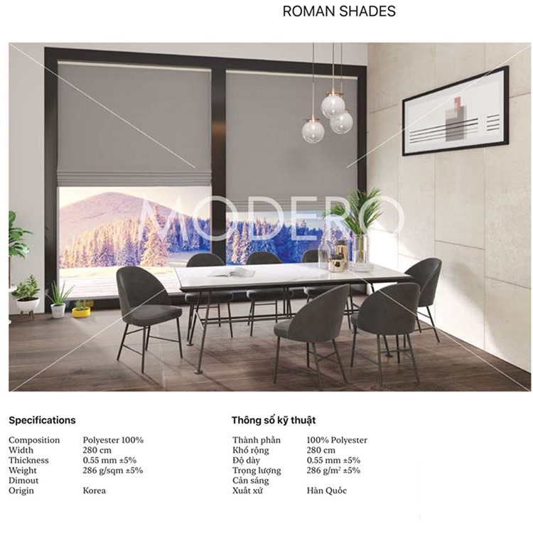 Rèm Roman Hàn Quốc đẹp hãng Modero mã Oscar