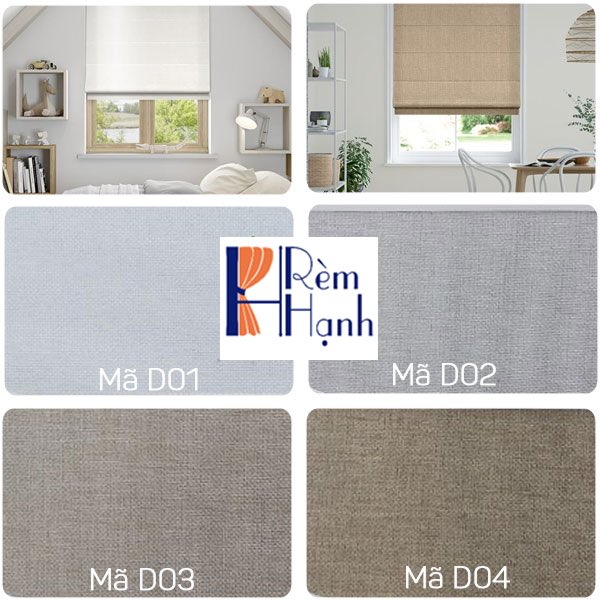 Rèm cửa xếp lớp roman đẹp chống nắng 100% mã D17