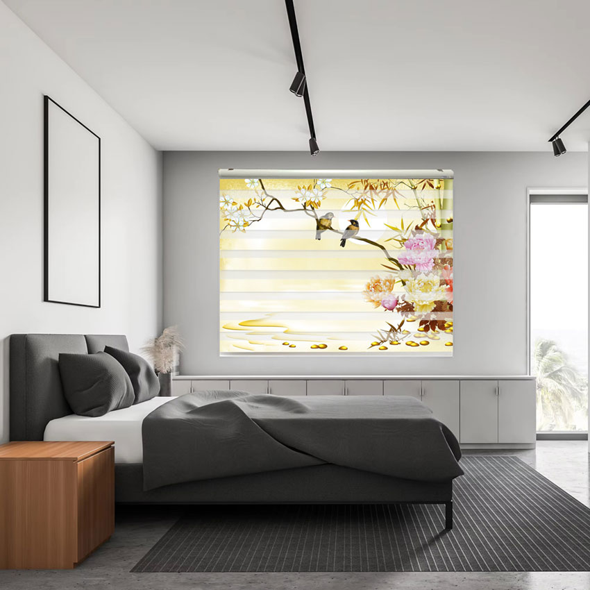 Mẫu Rèm cửa cầu vồng hiện đại in tranh mã RCVI-131