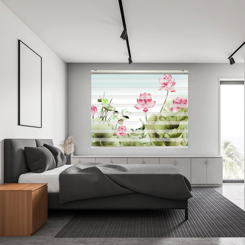 Mẫu Rèm cửa cầu vồng sang trọng in tranh mã RCVI-130