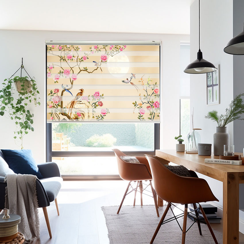 Rèm cầu vồng phòng khách in tranh mã RCVI-129