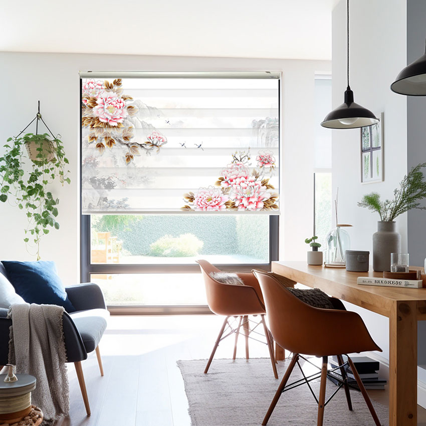 Mẫu Rèm cửa sổ cầu vồng in tranh mã RCVI-126