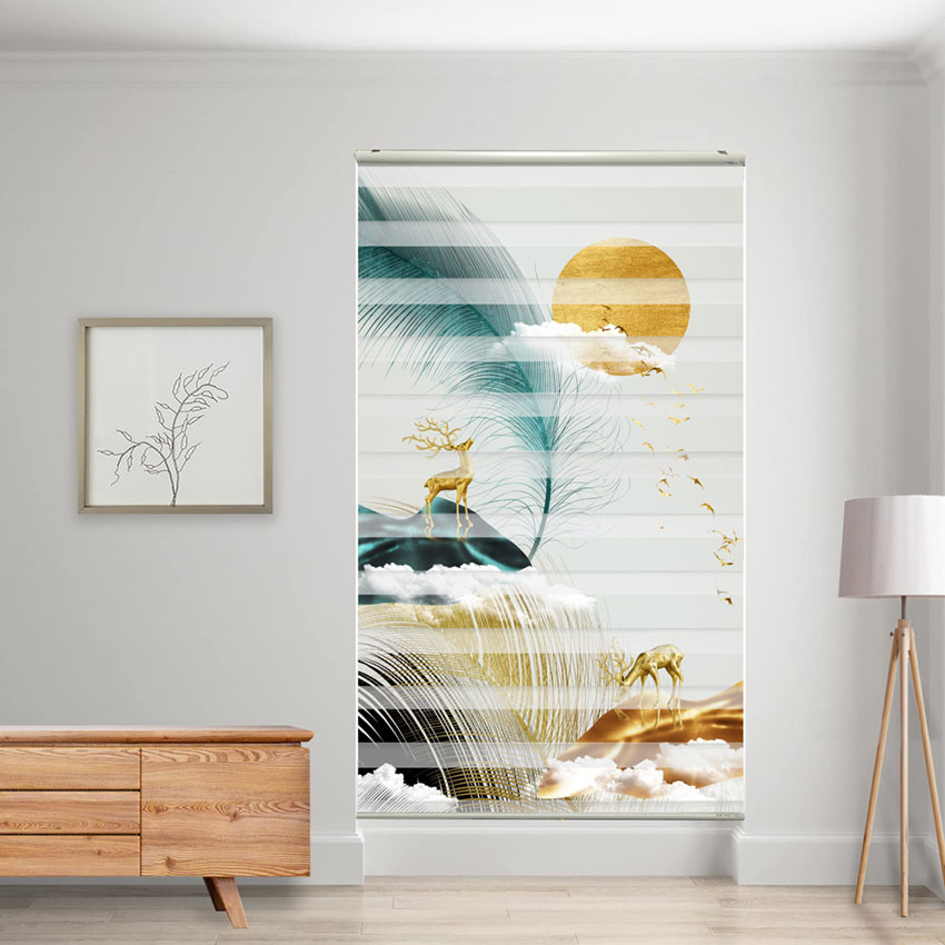 Rèm cầu vồng in tranh mã RCVI-114