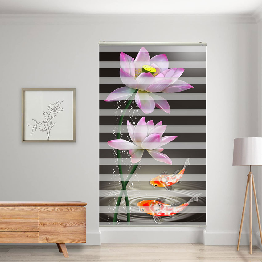 Rèm cầu vồng cửa chính in tranh mã RCVI-108