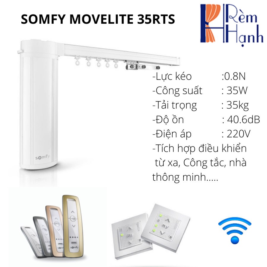 Rèm vải tự động với motor rèm cao cấp hãng Somfy mã Movelite 35 RTS