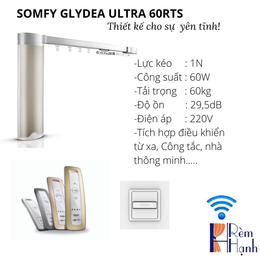 Rèm vải tự động với motor rèm cao cấp hãng Somfy mã Movelite 35 RTS