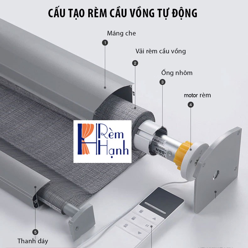 Rèm cầu vồng tự động tích hợp mô tơ rèm GAPOSA mã RAEX TD400