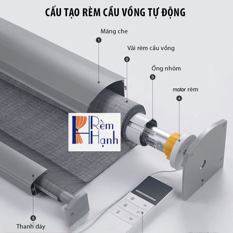 Rèm cầu vồng thông minh tích hợp động cơ rèm Dooya DM25TE/L-1.5