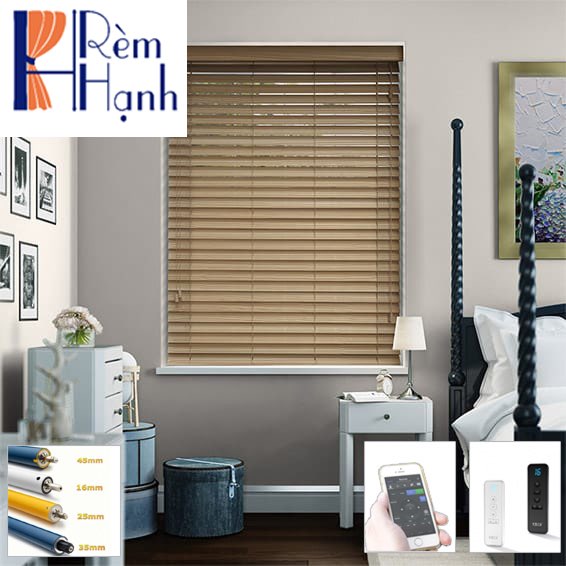 Rèm gỗ điều khiển từ xa với động cơ rèm AOK AM35 OUBUILT