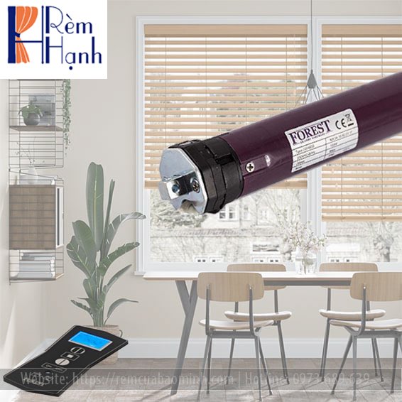Mành sáo gỗ cao cấp tự động với động cơ rèm hãng FOREST 6/20SQ