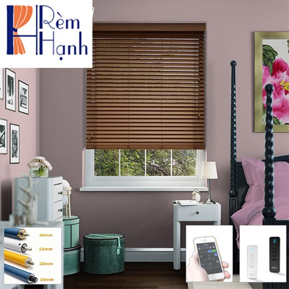 Mô tơ rèm cửa nhãn hiệu Novo dùng cho Rèm sáo gỗ tự động