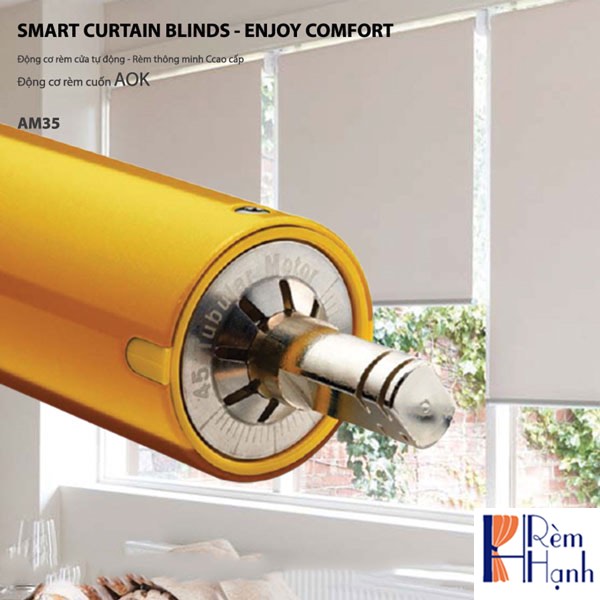 Rèm cuốn thông minh với motor rèm AOK AM35