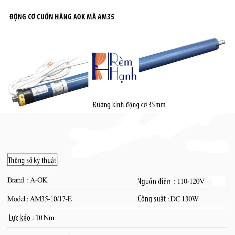 Rèm cuốn thông minh với motor rèm AOK AM35