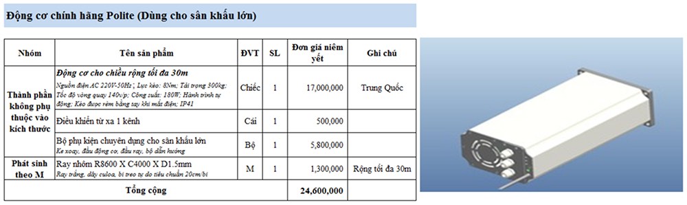 Động cơ rèm sân khấu Polite (Dùng cho sân khấu lớn)