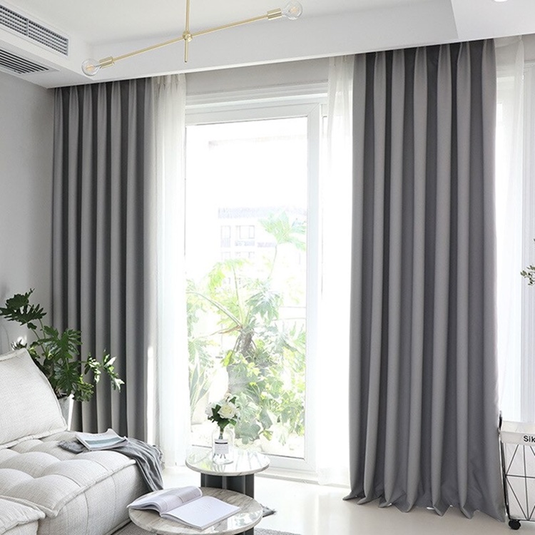 Rèm vải một màu đẹp cho phòng khách DIM19-02