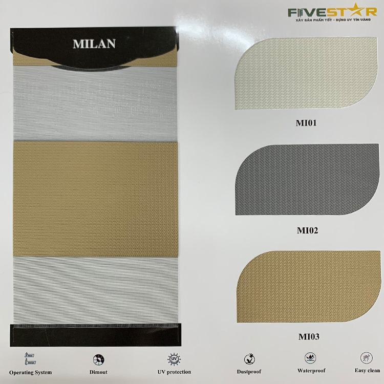 Rèm cầu vồng chắn sáng TỐT hãng FIVESTAR – Mã MILAN