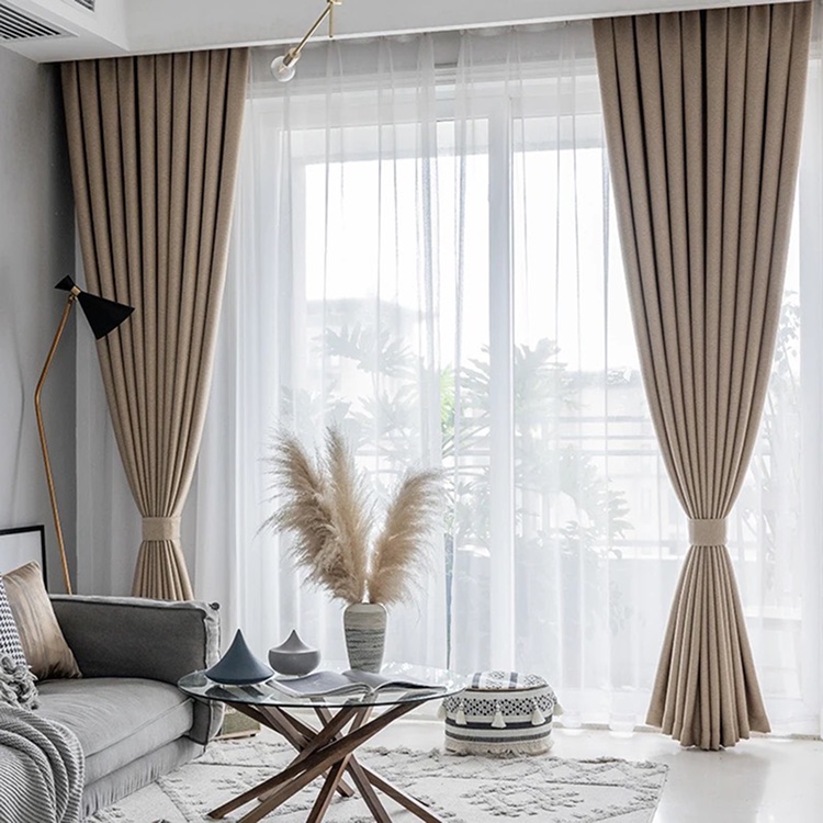 Rèm vải một màu đẹp cho phòng khách DIM19-01