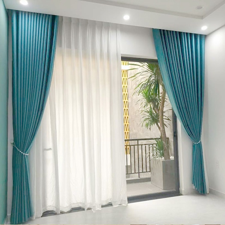 Rèm vải 2 lớp màu xanh đẹp giá rẻ – ĐANG GIẢM 30%