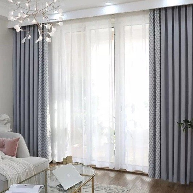 Rèm cửa bằng vải màu ghi cản nắng tốt mã V06-11