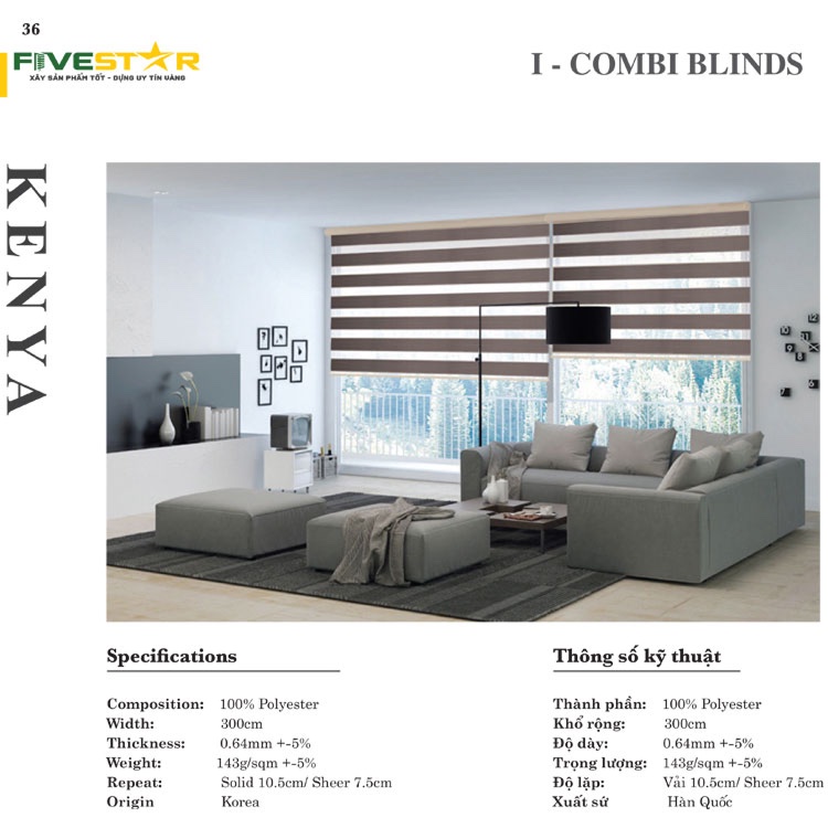 Rèm cầu vồng hãng FIVESTAR – Mã KENYA – CẢN SÁNG 95%