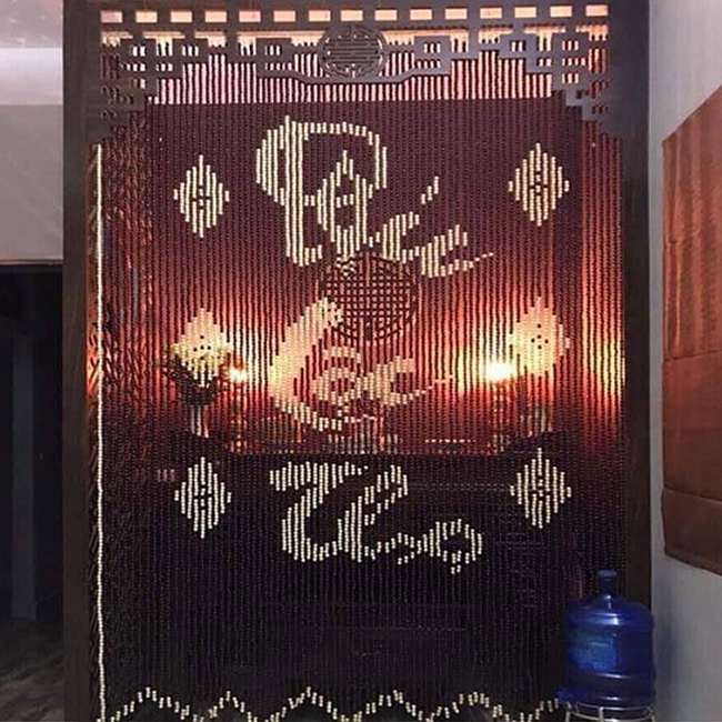 Rèm hạt gỗ che ban thờ – Mẫu phúc lộc thọ BM168