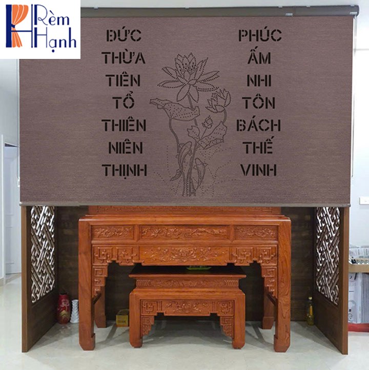 Rèm che bàn thờ khắc laser họa tiết hoa sen hãng Fivestar mã FLZ022