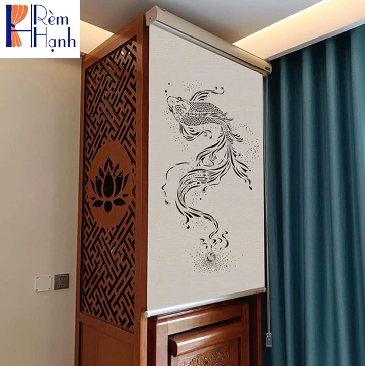 Rèm che bàn thờ khắc laser họa tiết hoa sen hãng Fivestar mã FLZ016