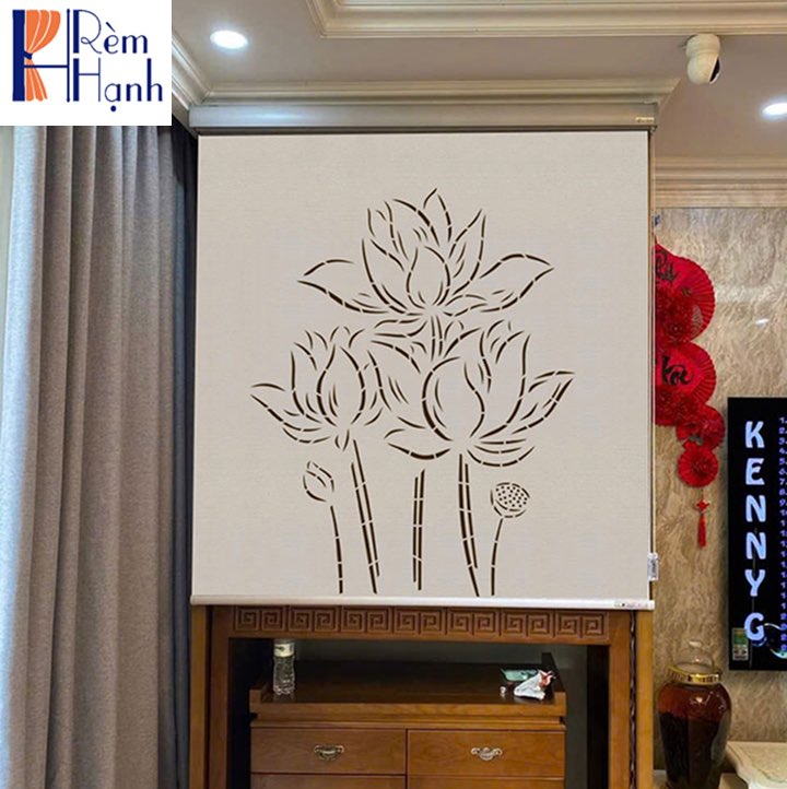 Rèm che bàn thờ khắc laser họa tiết hoa sen hãng Fivestar mã FLZ014