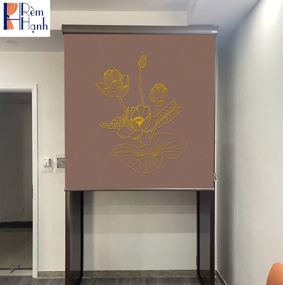 Rèm che ban thờ đẹp in họa tiết hoa sen RCBT2501-23