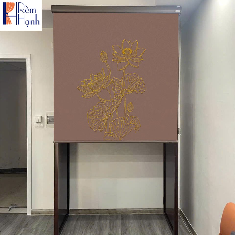 Rèm che ban thờ giá rẻ in họa tiết hoa sen RCBT2501-22