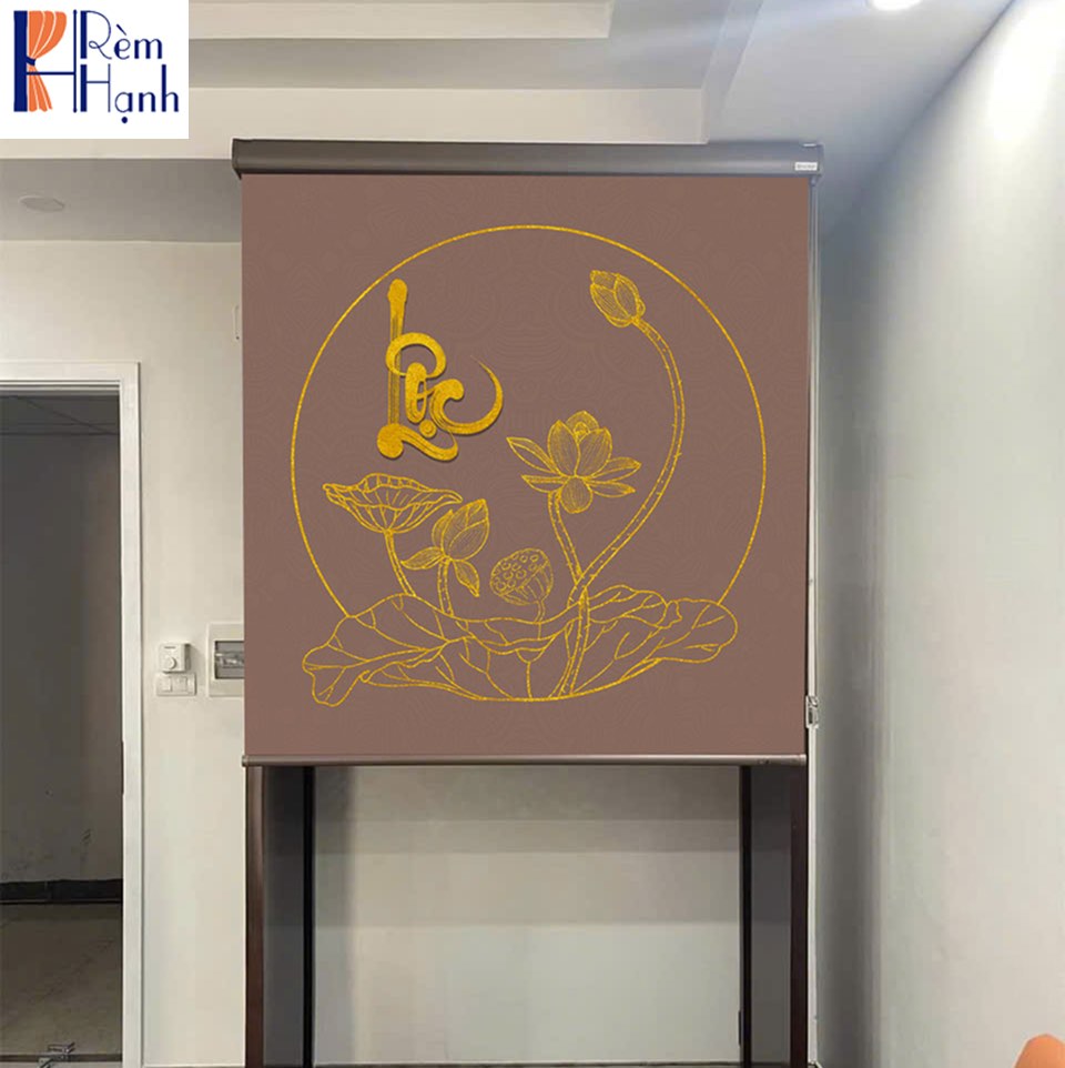 Rèm chắn ban thờ hiện đại in hoa sen đẹp RCBT2501-20
