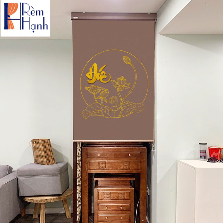Rèm che bàn thờ giá tiên in hoa sen đẹp RCBT2501-17