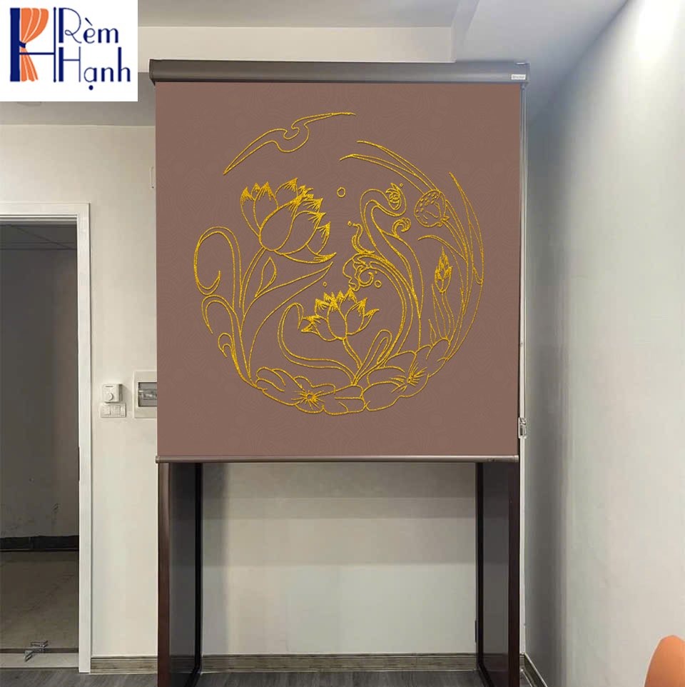 Rèm che bàn thờ đẹp in họa tiết hoa sen RCBT2501-10