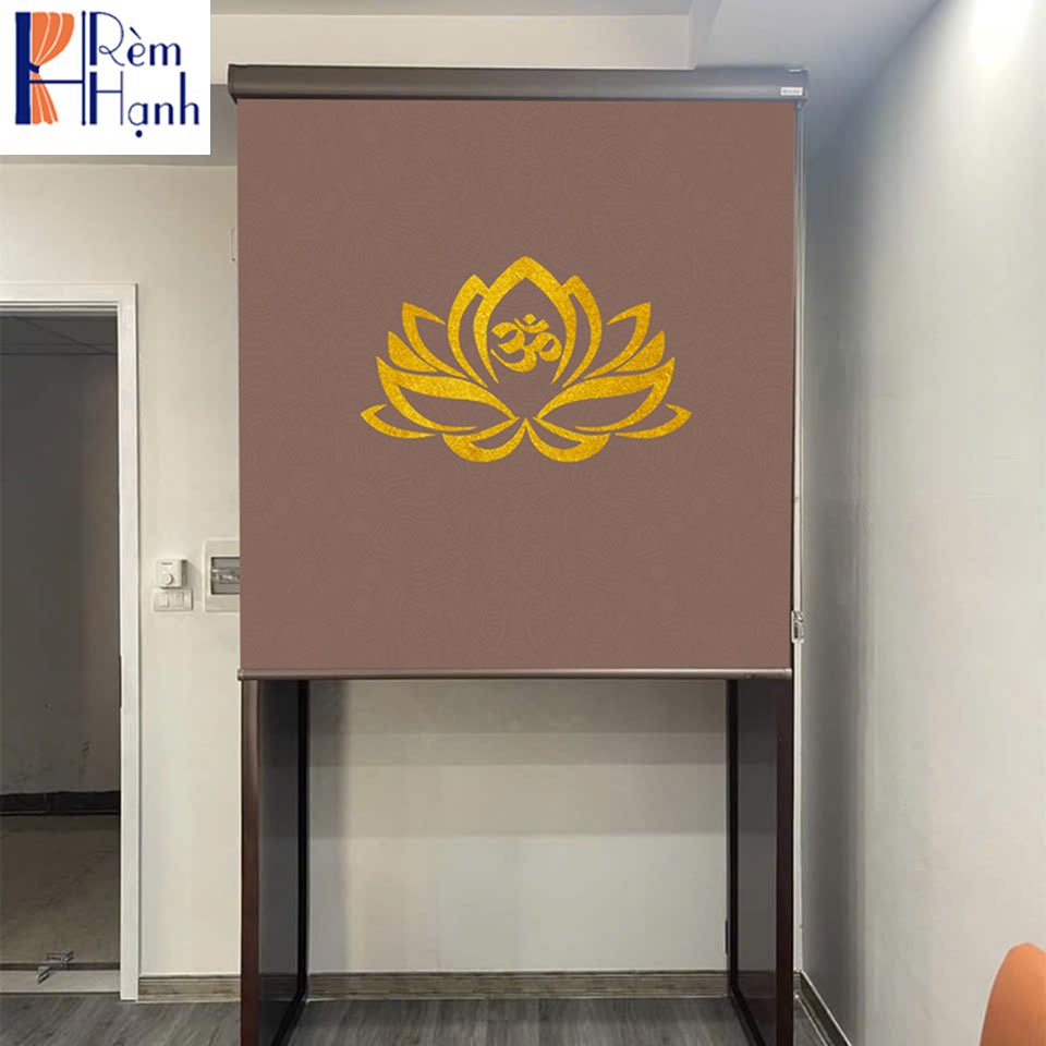 Mành Rèm che ban thờ giá rẻ in hoa sen đẹp RCBT2501-06