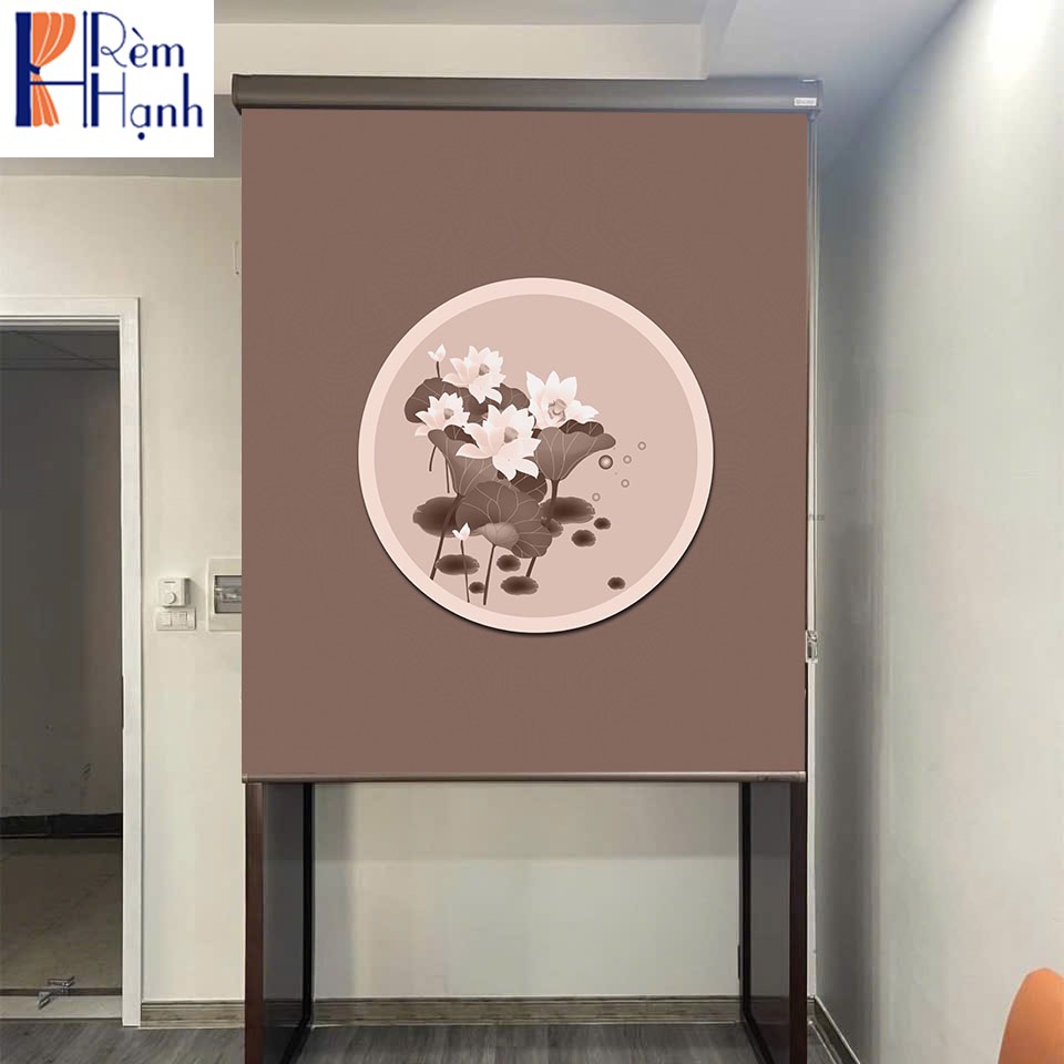 Rèm bàn thờ hiện đại in hoa sen đẹp RCBT-80